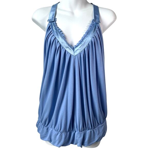 Venus Satin Strap Blousy Tank Top Women Large Blue T-Back Y2k Sexy Summer Casual - Picture 1 of 15